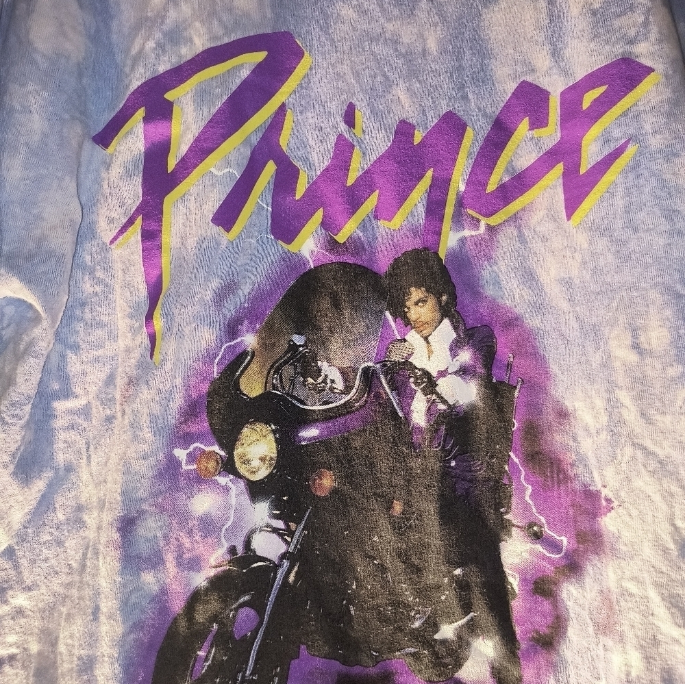 Purple Graphic Crop Top Prince Motorcycle Music Rock Band